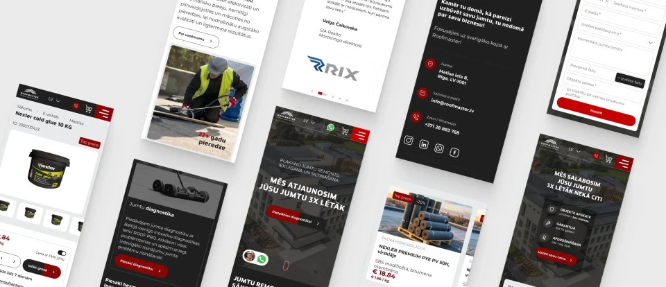 Roofmaster Baltijas mājaslapu ekosistēma