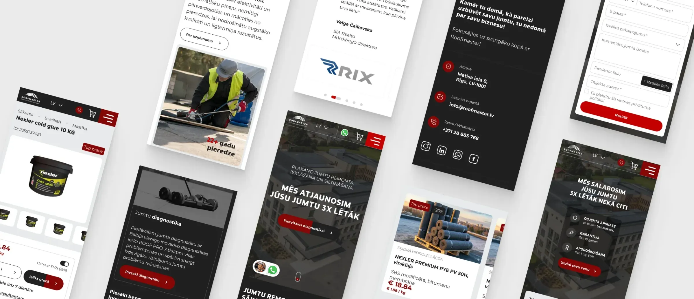 Roofmaster Baltijas mājaslapu ekosistēma