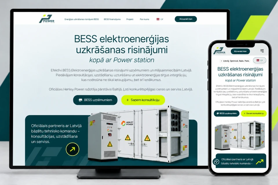 Power Station mājaslapas izstrāde un dizains
